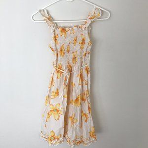 Girl's Sleeveless Floral Dress Ruched Ruffle Size 9-12 Years